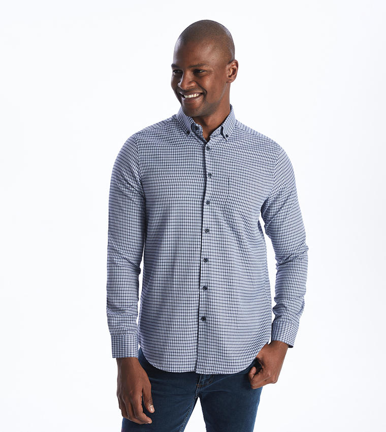 Plaid Long Sleeves Gabardine Shirt