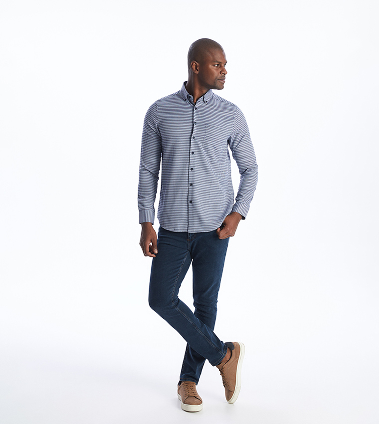 Plaid Long Sleeves Gabardine Shirt