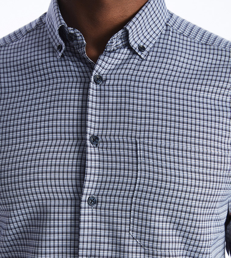 Plaid Long Sleeves Gabardine Shirt