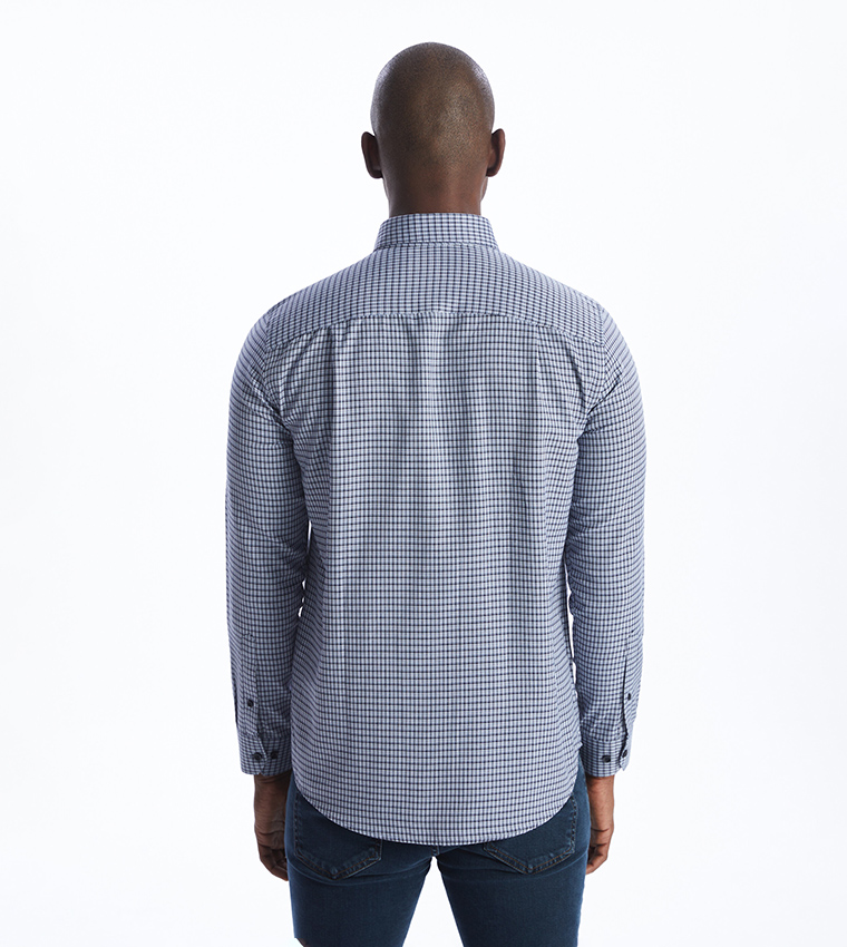 Plaid Long Sleeves Gabardine Shirt