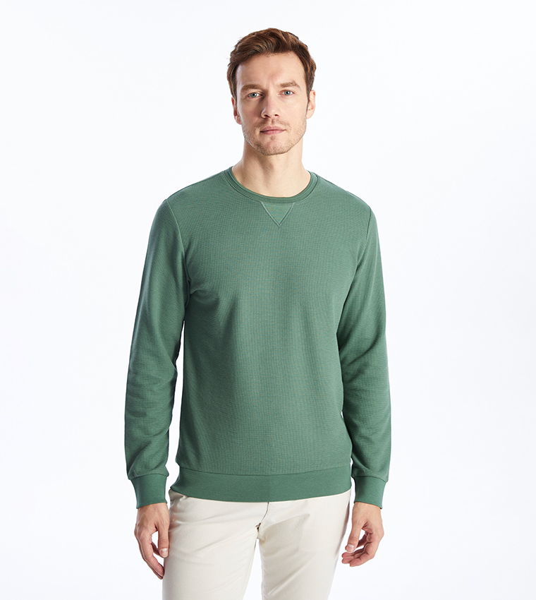 Buy LC Waikiki Solid Crew Neck Long Sleeves Sweatshirt In Green 