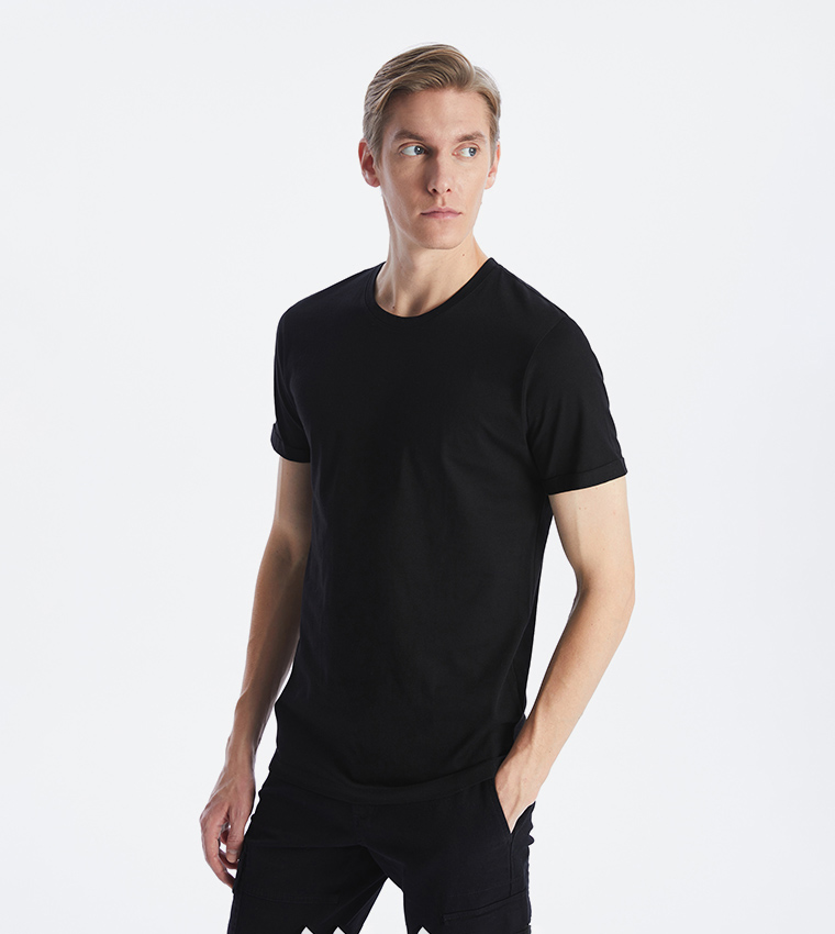 Solid Crew Neck Short Sleeves T-Shirt
