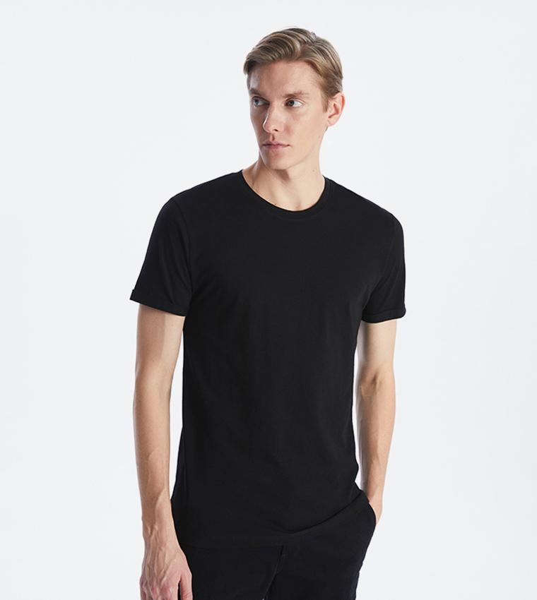 Solid Crew Neck Short Sleeves T-Shirt