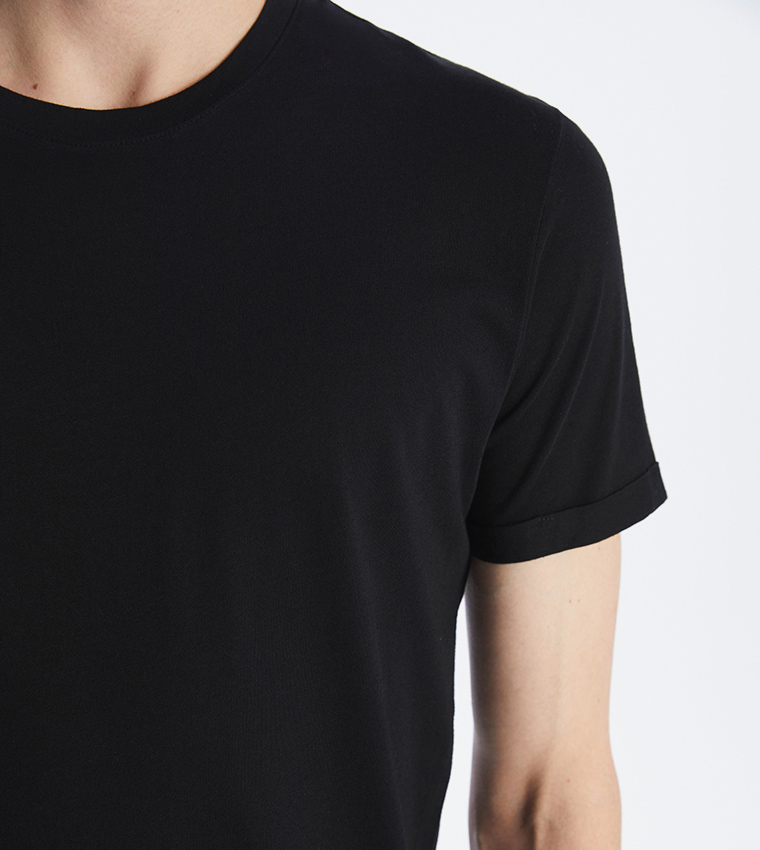Solid Crew Neck Short Sleeves T-Shirt