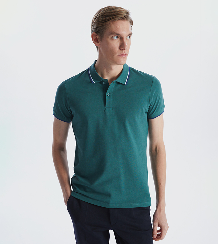 Textured Short Sleeves Polo T-Shirt