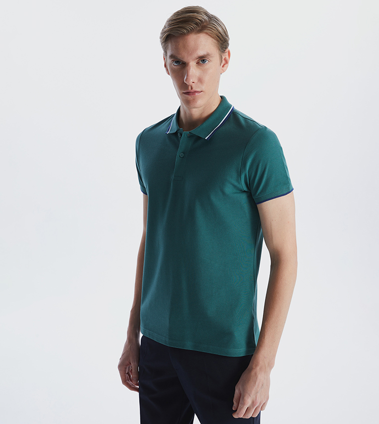 Textured Short Sleeves Polo T-Shirt