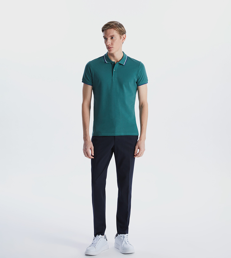 Textured Short Sleeves Polo T-Shirt