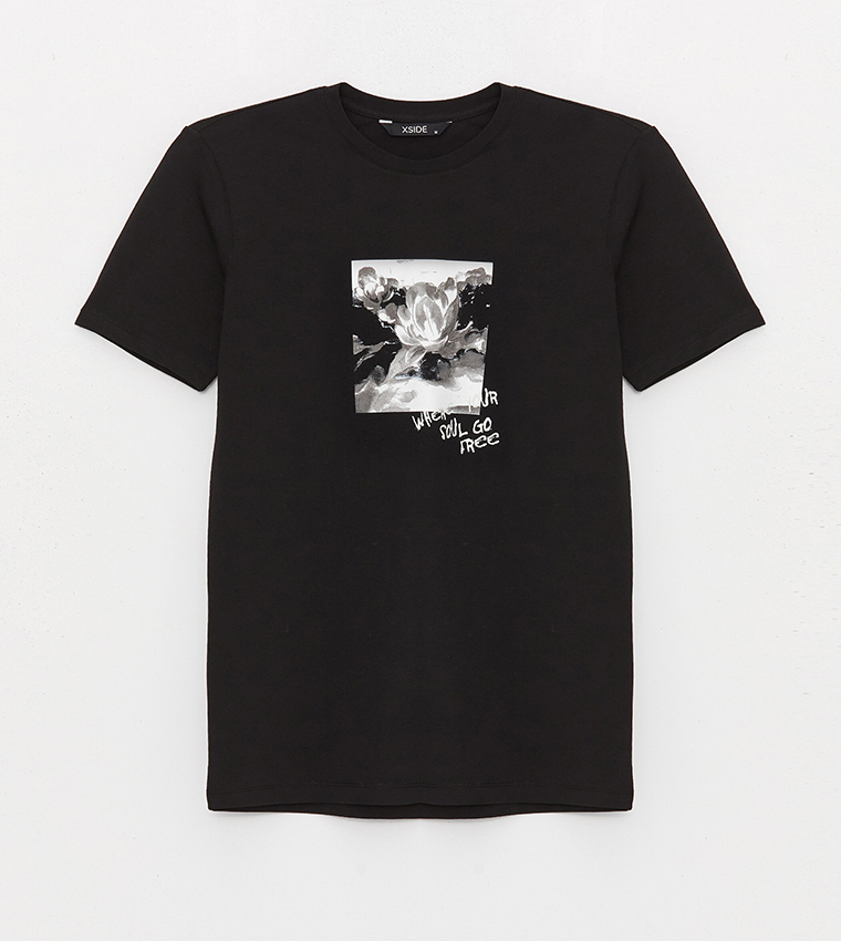 Buy LC Waikiki Printed Crew Neck Short Sleeves T Shirt In Black 