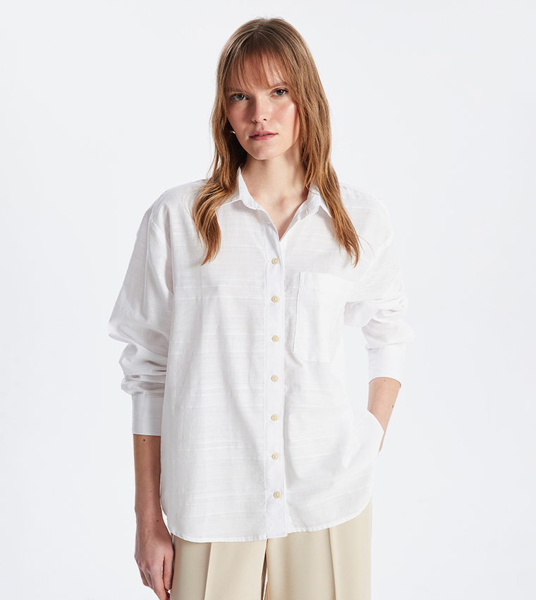Solid Oversized Dobby Shirt