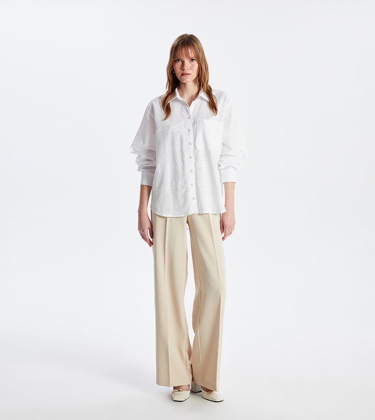 Solid Oversized Dobby Shirt