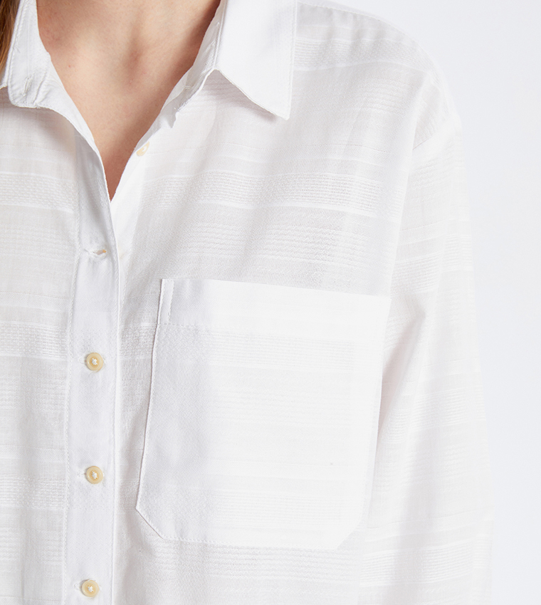 Solid Oversized Dobby Shirt