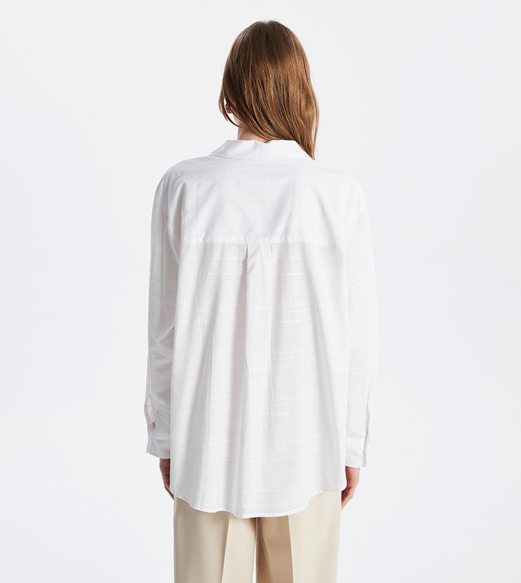 Solid Oversized Dobby Shirt