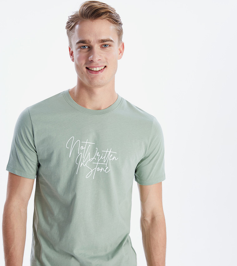 Buy LC Waikiki Printed Crew Neck Short Sleeves T Shirt In Green ...
