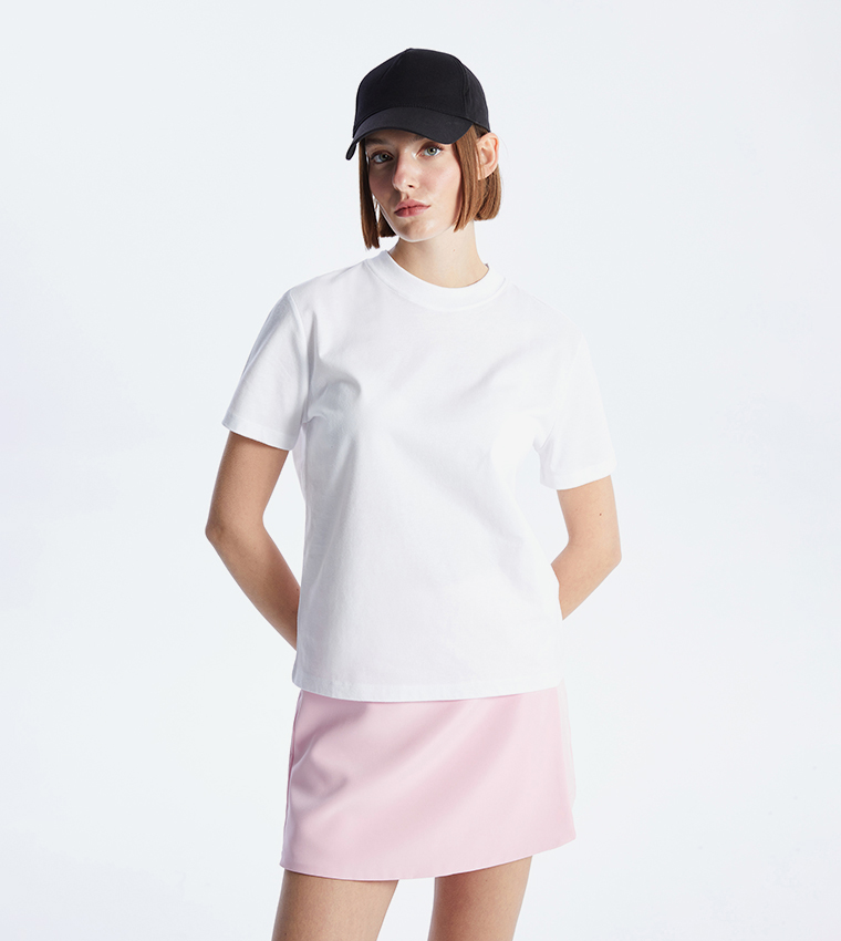 Solid Crew Neck Short Sleeves T-Shirt