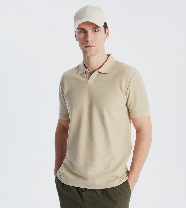 Textured Short Sleeves Polo T-Shirt