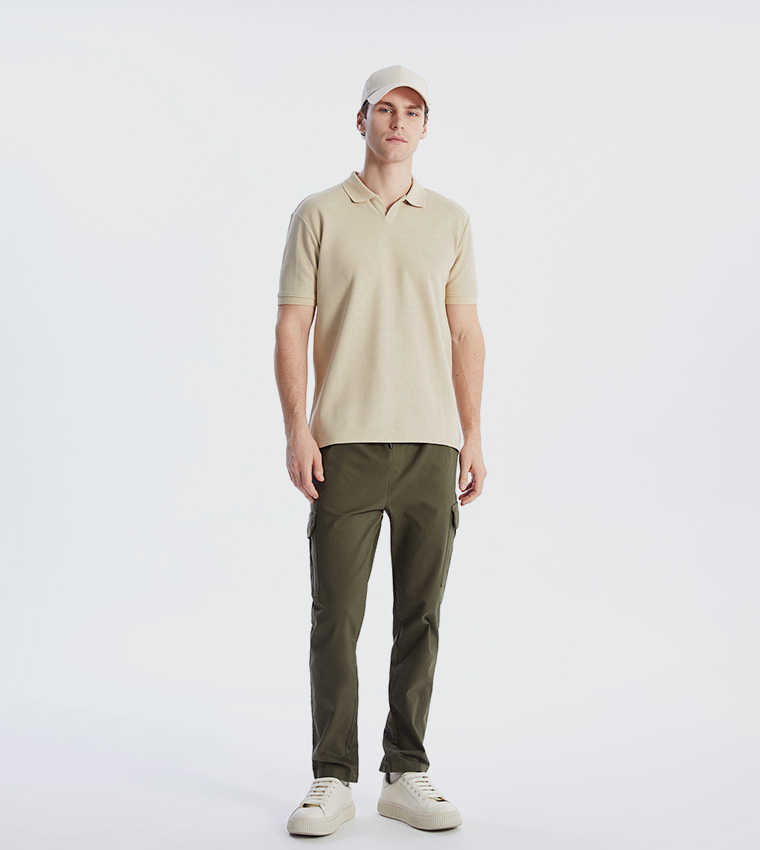 Textured Short Sleeves Polo T-Shirt
