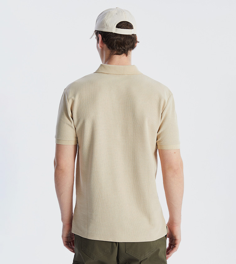 Textured Short Sleeves Polo T-Shirt