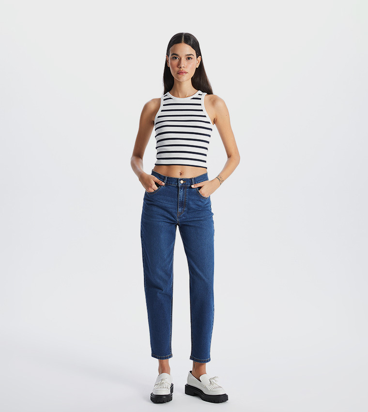 Buy LC Waikiki High Waist Mom Fit Jeans In Blue 6thStreet Kuwait