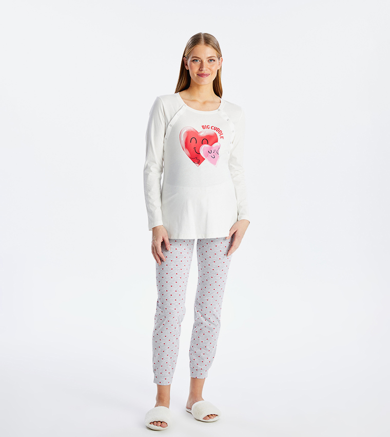Printed Long Sleeves Maternity Pyjama Set