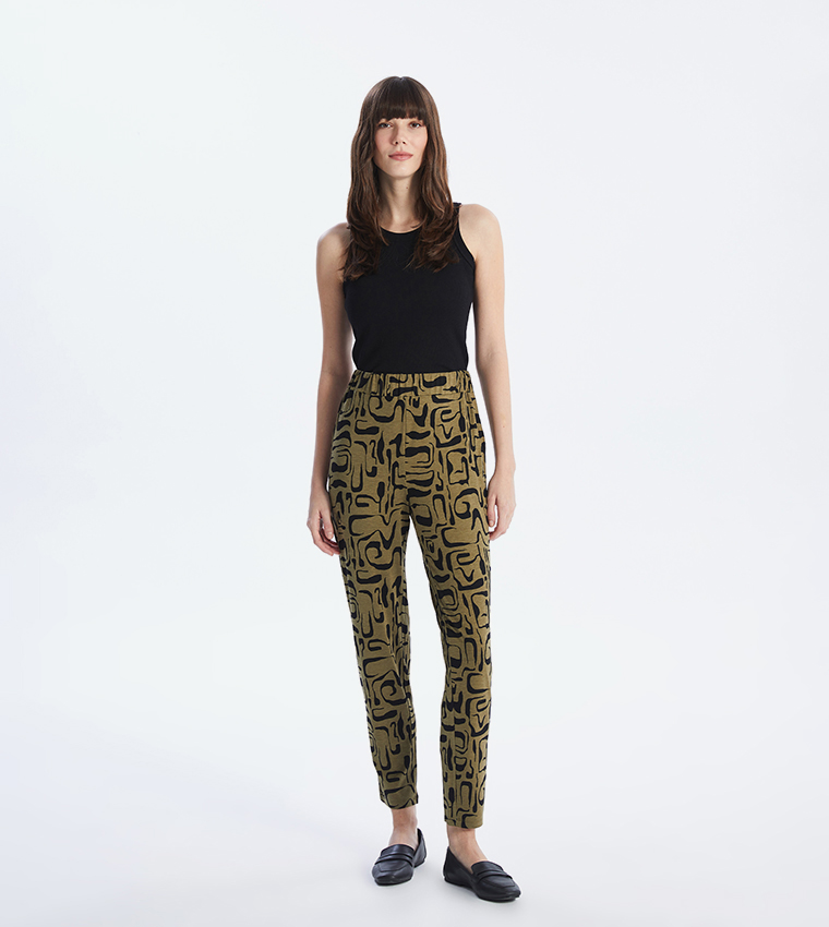 Buy LC Waikiki Patterned Elastic Waist Casual Pants In Khaki