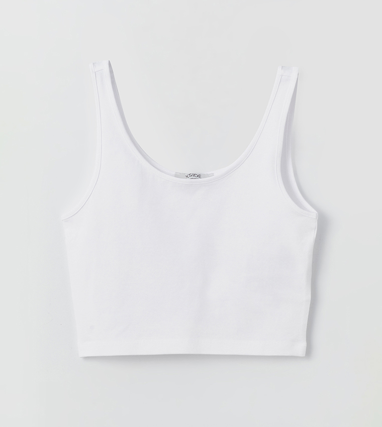 Solid Scoop Neck Crop Top