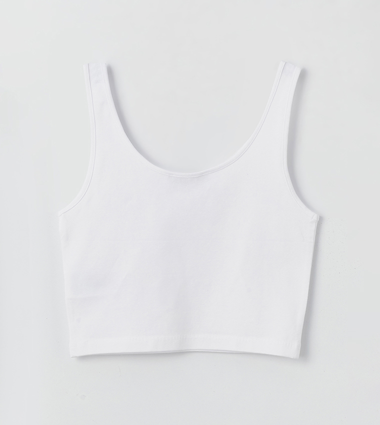 Solid Scoop Neck Crop Top