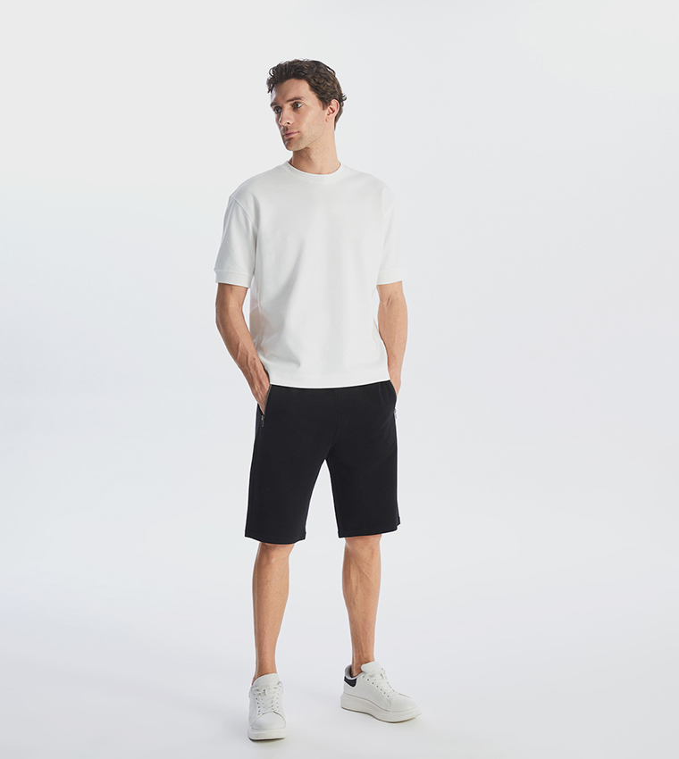 Mid Rise Standard Fit Pique Shorts