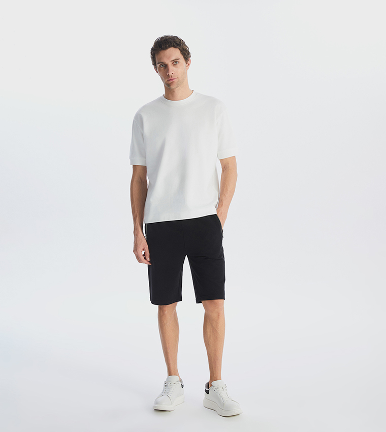 Mid Rise Standard Fit Pique Shorts
