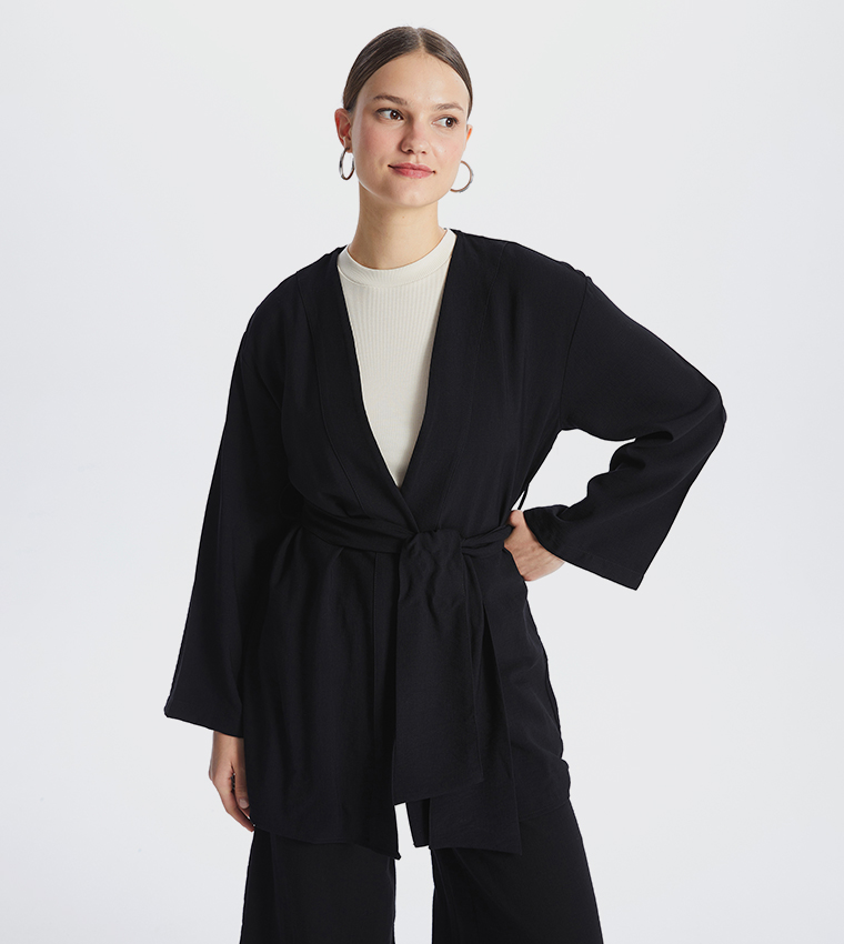 Belted Long Sleeves Kimono