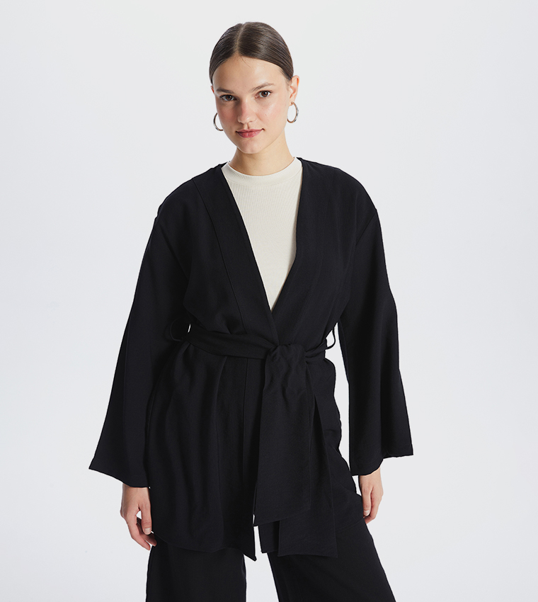 Belted Long Sleeves Kimono