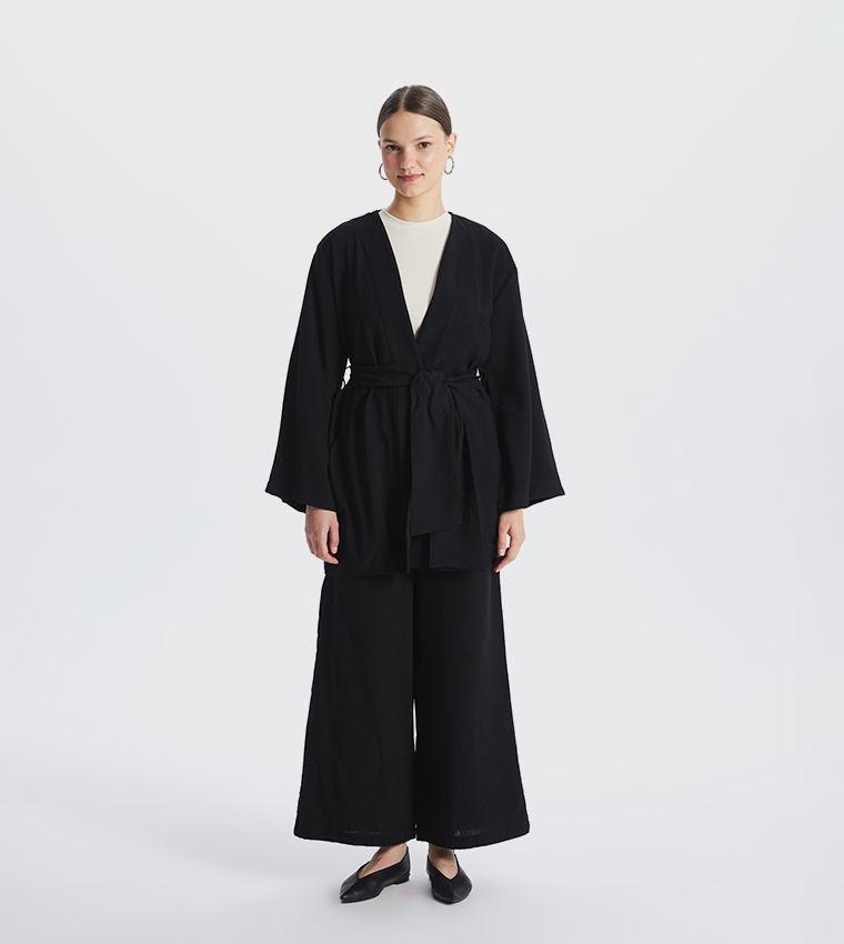 Belted Long Sleeves Kimono