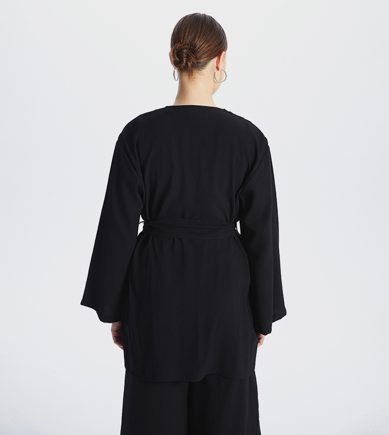 Belted Long Sleeves Kimono