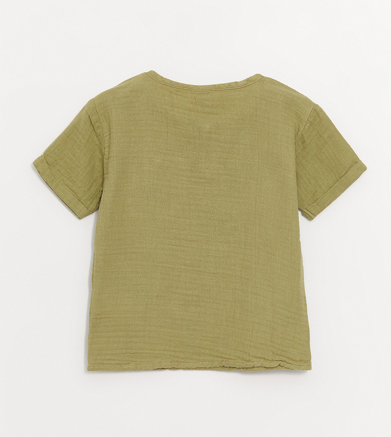 Solid Crew Neck T-Shirt and Trousers Set