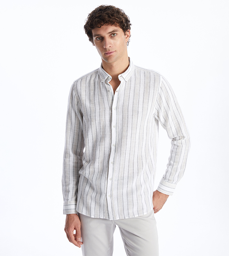 Striped Long Sleeves Slim Fit Shirt