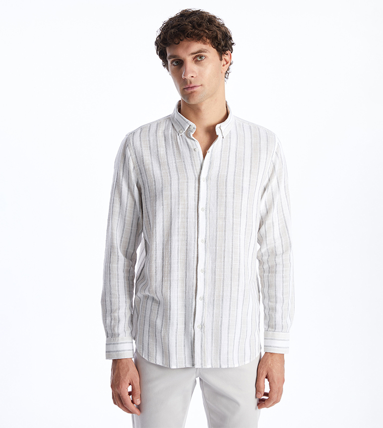 Striped Long Sleeves Slim Fit Shirt