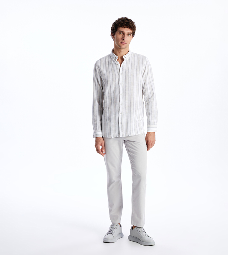 Striped Long Sleeves Slim Fit Shirt