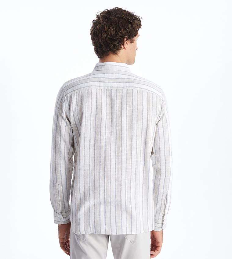 Striped Long Sleeves Slim Fit Shirt