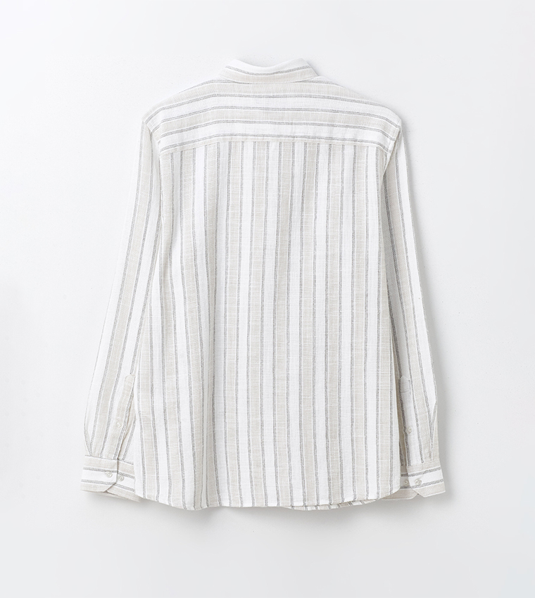 Striped Long Sleeves Slim Fit Shirt
