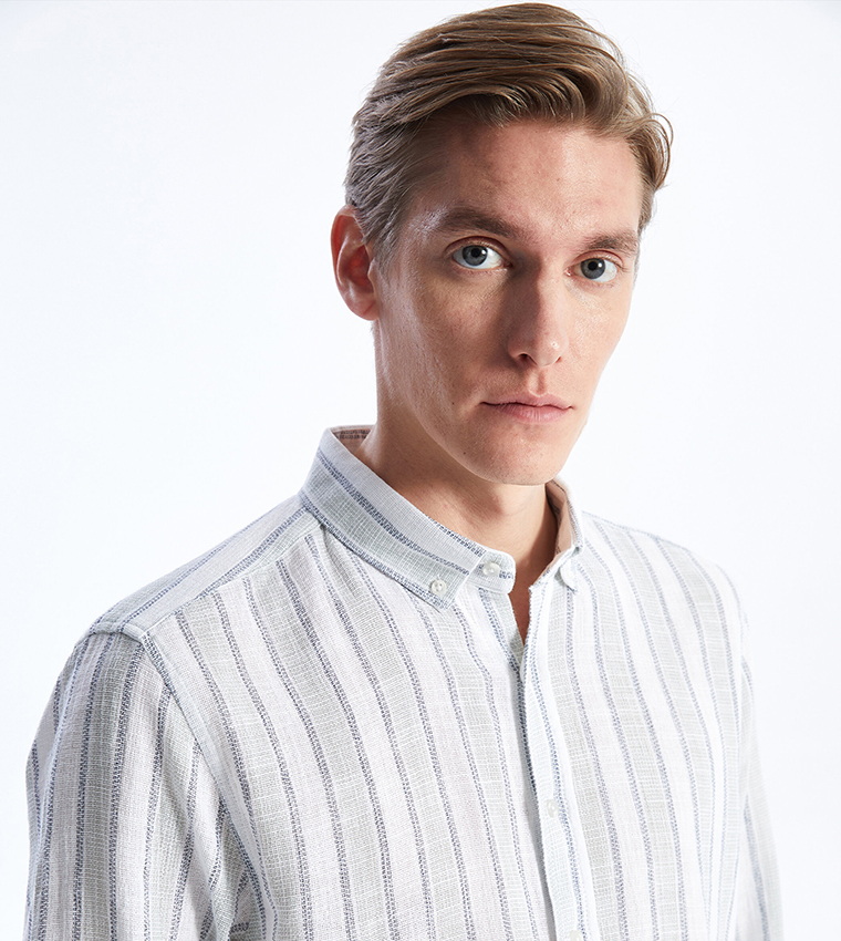 Striped Long Sleeves Slim Fit Shirt