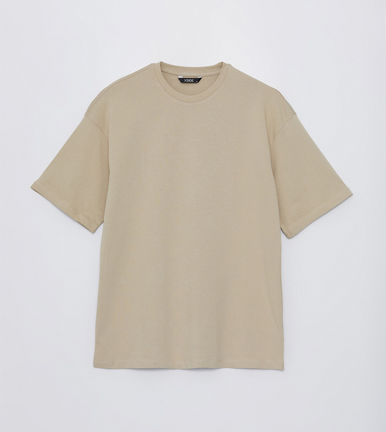 Solid Short Sleeves Oversized Combed Cotton T-Shirt