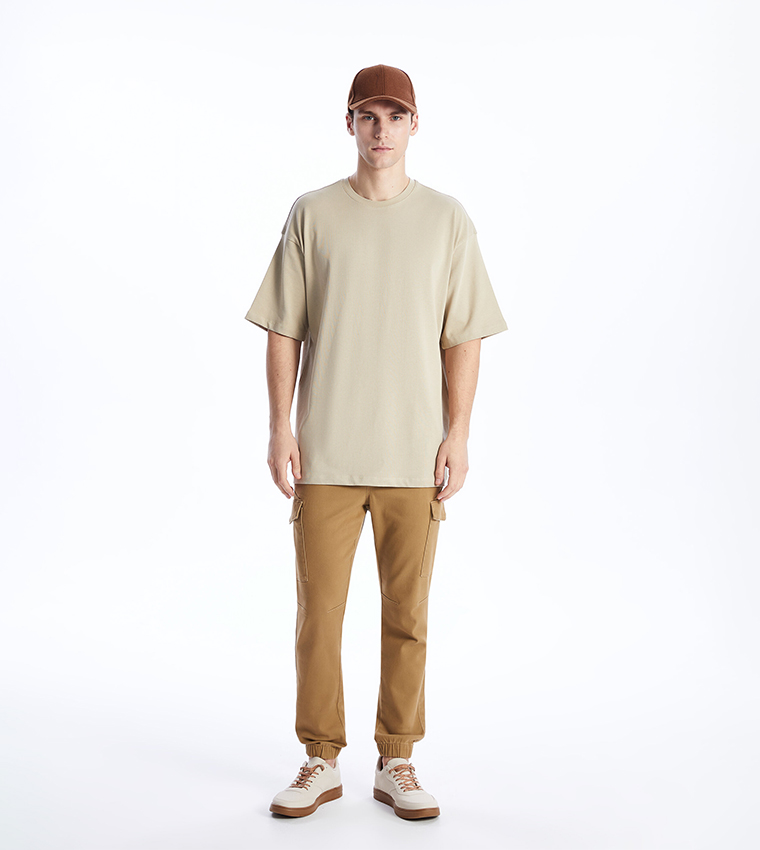 Solid Short Sleeves Oversized Combed Cotton T-Shirt