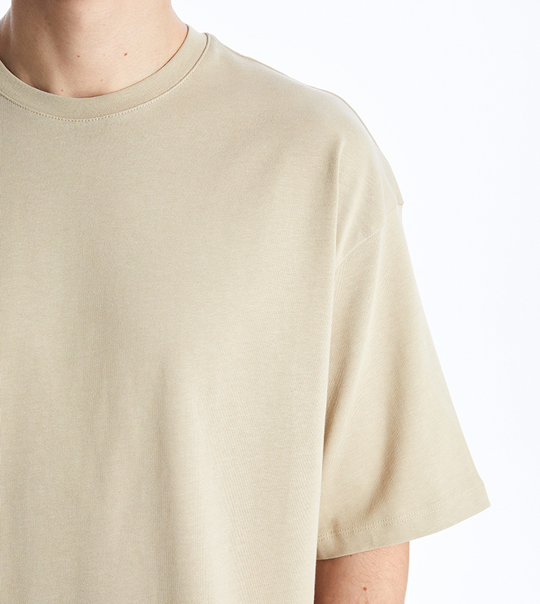 Solid Short Sleeves Oversized Combed Cotton T-Shirt