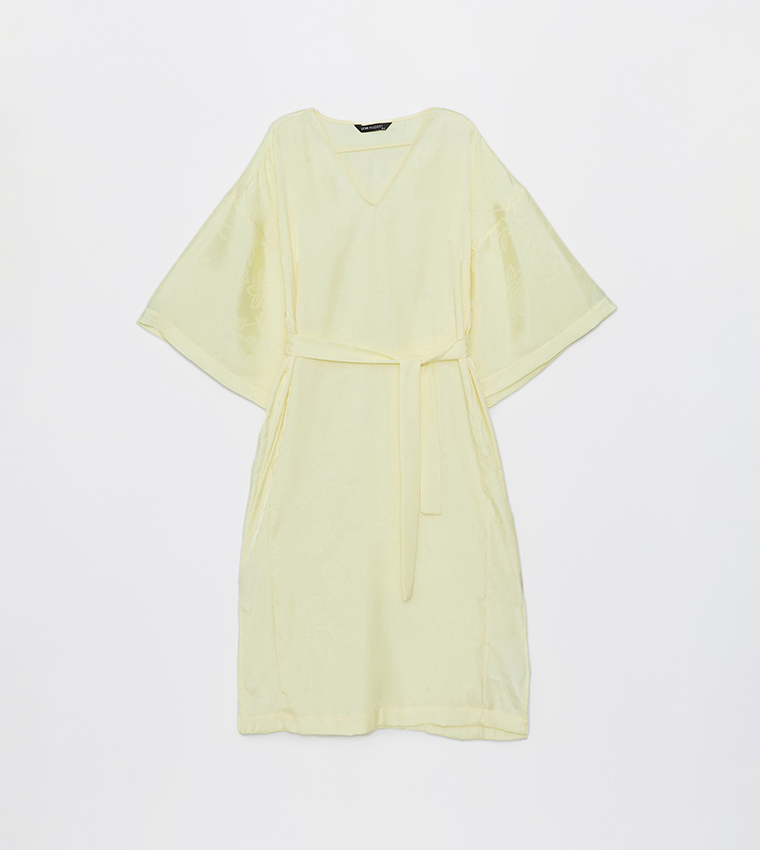 Patterned V-Neck Oversized Mini Dress
