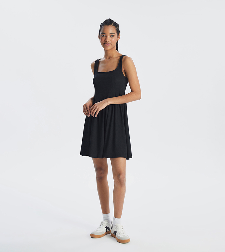 Square Neck Strappy Bodycon Dress