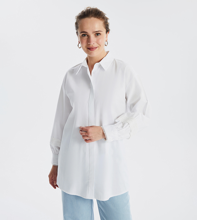 Solid Oversized Shirt Tunic