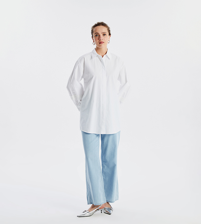 Solid Oversized Shirt Tunic
