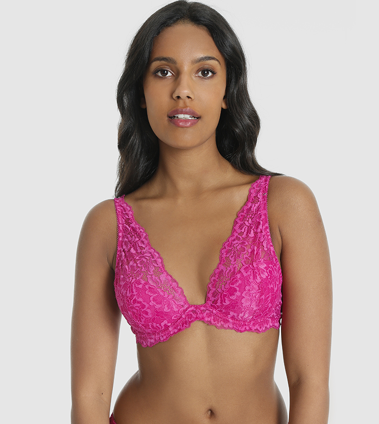 Buy Isla & Evie Lace Detail Padded Bra In Pink