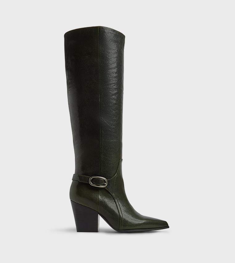 Buy Aldo SADDLE Knee High Heeled Boots In Olive 6thStreet UAE