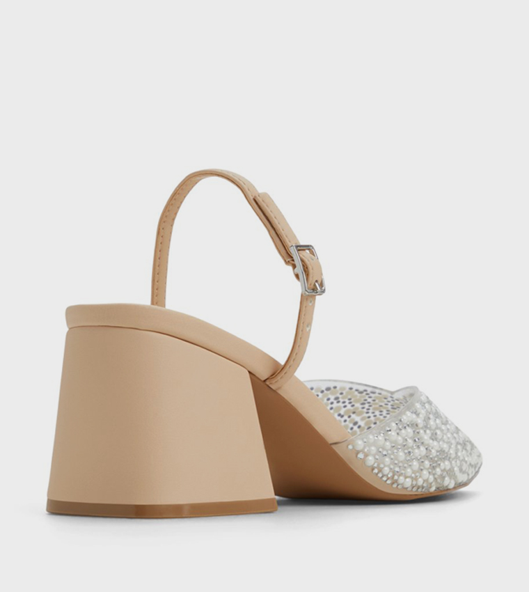 SAMIRAA Pearl Embellished Pumps