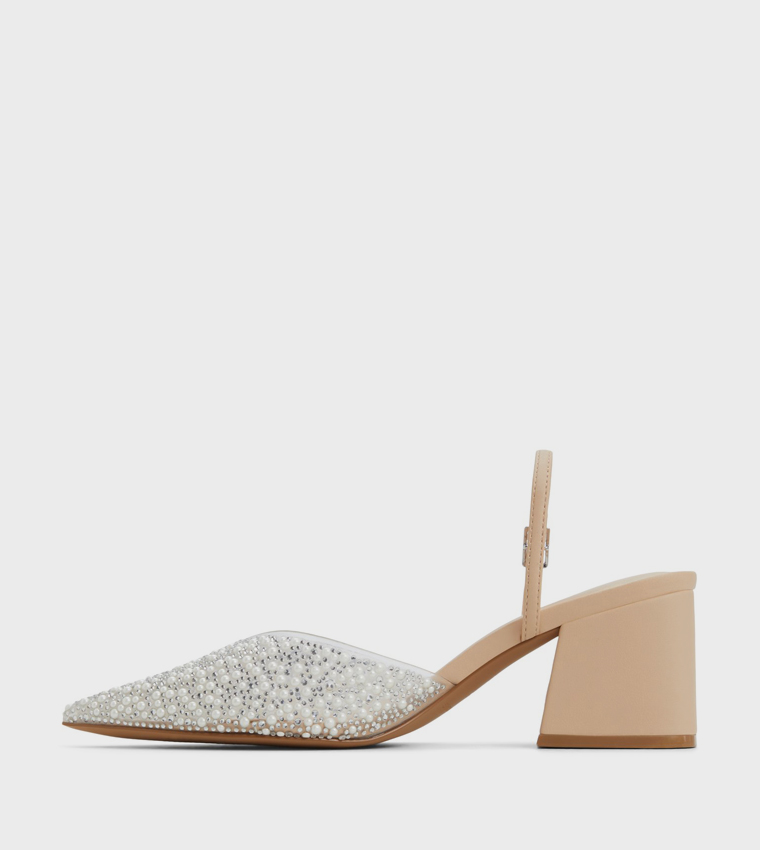 SAMIRAA Pearl Embellished Pumps